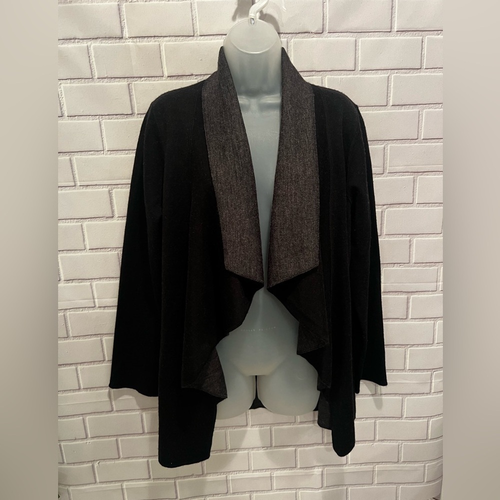 CLOTHES women black wool open cardigan/size M